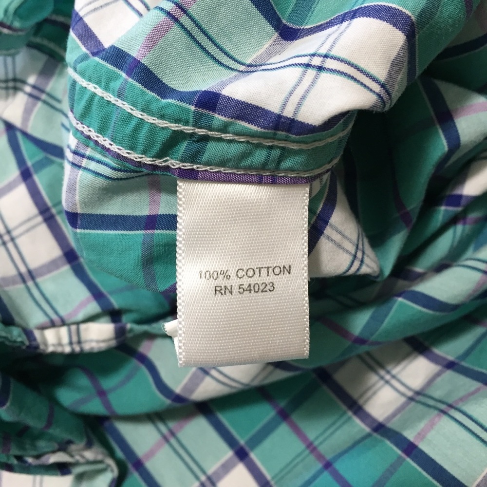 Banana Republic Soft Wash Plaid Button Shirt Men’s S Teal White 100% Cotton - Picture 9 of 9